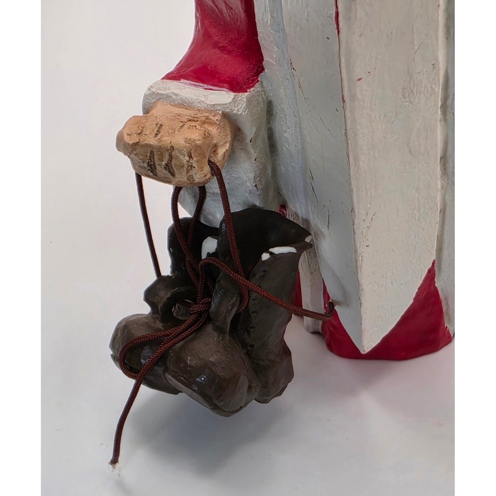 Department 56 Hand Painted Santa Claus Figurine Folk Art Style Holding Boots - Picture 2 of 11